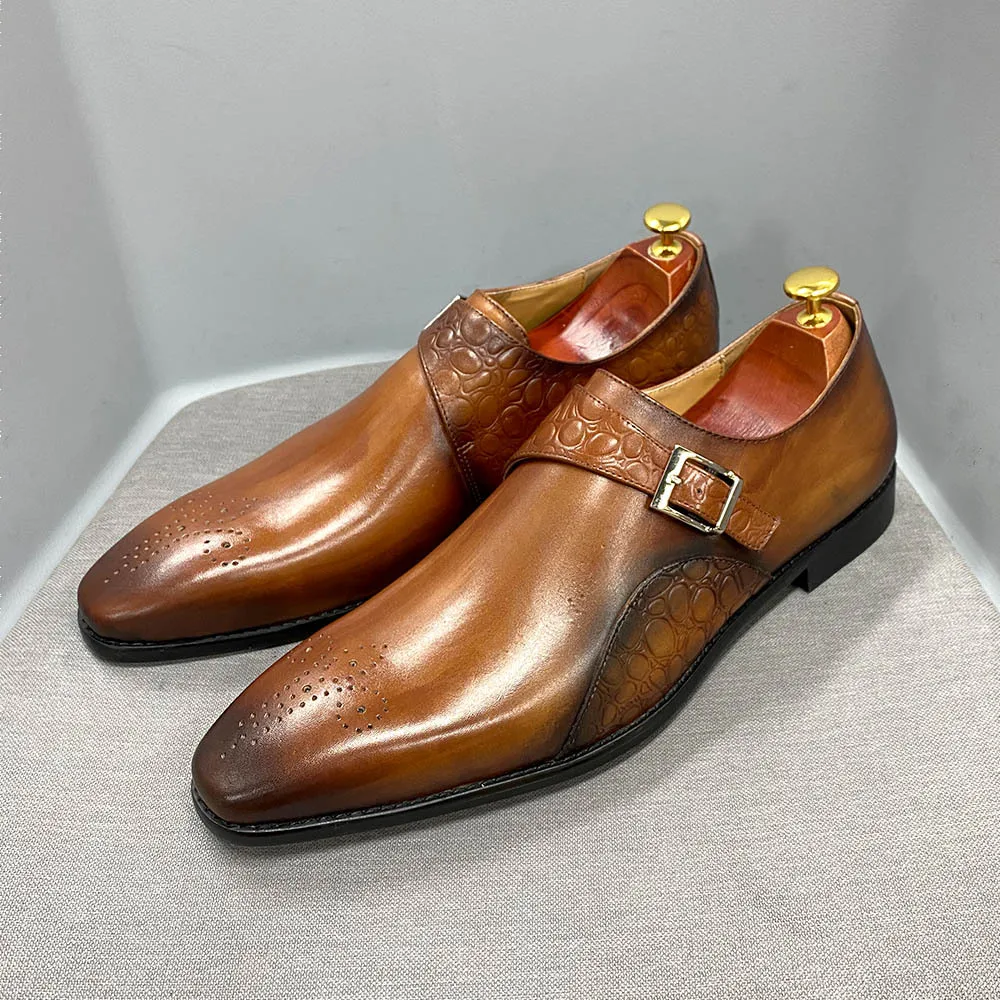 Classic British Genuine Leather Monk Strap Oxford Dress Shoes for Men's Formal Office Wear Classic British Genuine Leather Monk Strap Oxford Dress Shoes for Men's Formal Office Wear