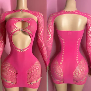 Viviblook Z514DS01 Casual Dresses Streetwear 2026 Summer New O Neck Shawl Strapless Sexy Slim Cut Hollow Rhinestone Mini Dress