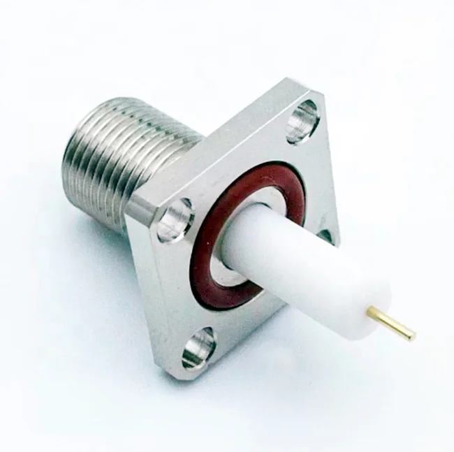 High Performance F female Jack 4-Hole Flange Type PCB Coaxial Connector