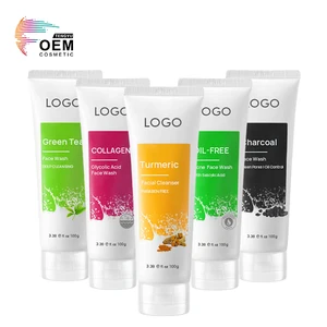 OEM Manufacturer Private Label Facial Cleanser Organic Charcoal Turmeric Green Tea Deep Cleansing Control Oil Men's Face Wash