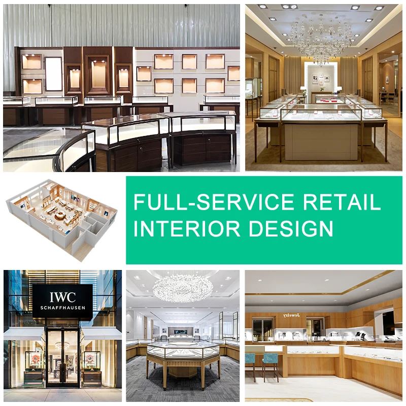 3D Design Shop Layout Customized Modern Gold Shop Interior Design Jewellery Display Wood