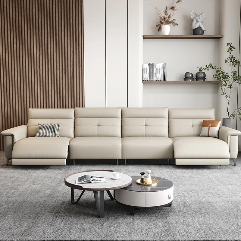 Первоклассная итальянская кабина из натуральной кожи, современный простой дизайн, многофункциональные секционные откидные диваны из микроволокна