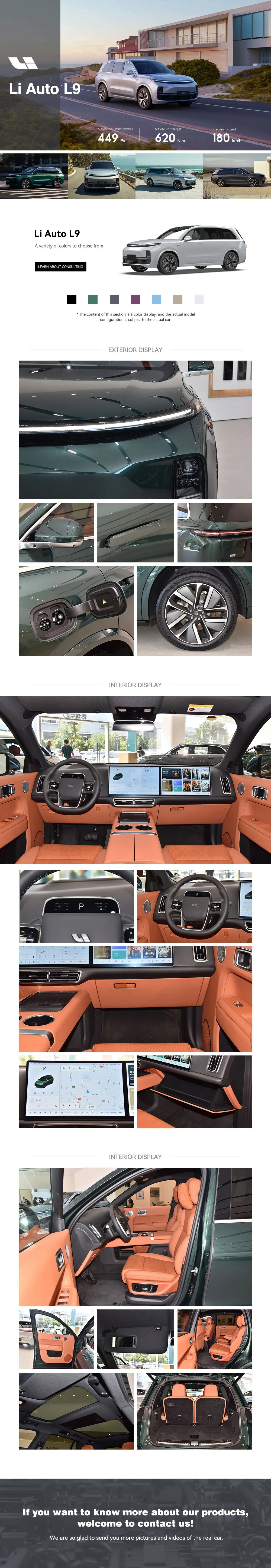 Buy 2024 Hot Selling Hybrid Cars Li Auto L9 SUV 5-Door 6-Seat SUV Extended range 449 hp Electric Cars Made In China supplier