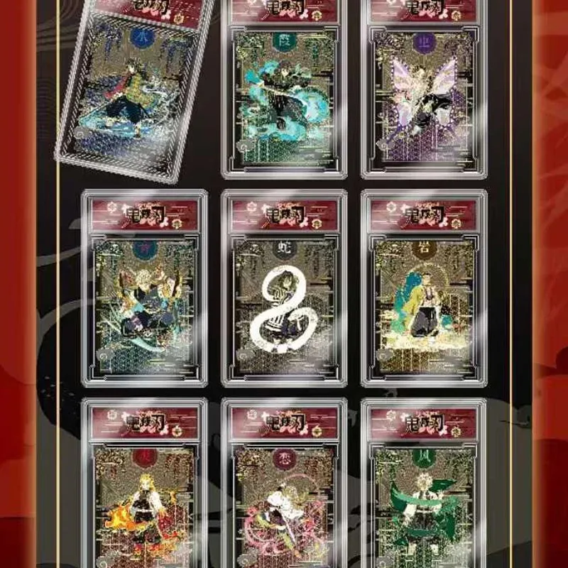 demon slayer yugioh cards Meigushe Demon Slayer Collection Cards with Slabs Infinite City Game  Playing Card Anime Tanjirou Kamado Rating Card Gifts Toys