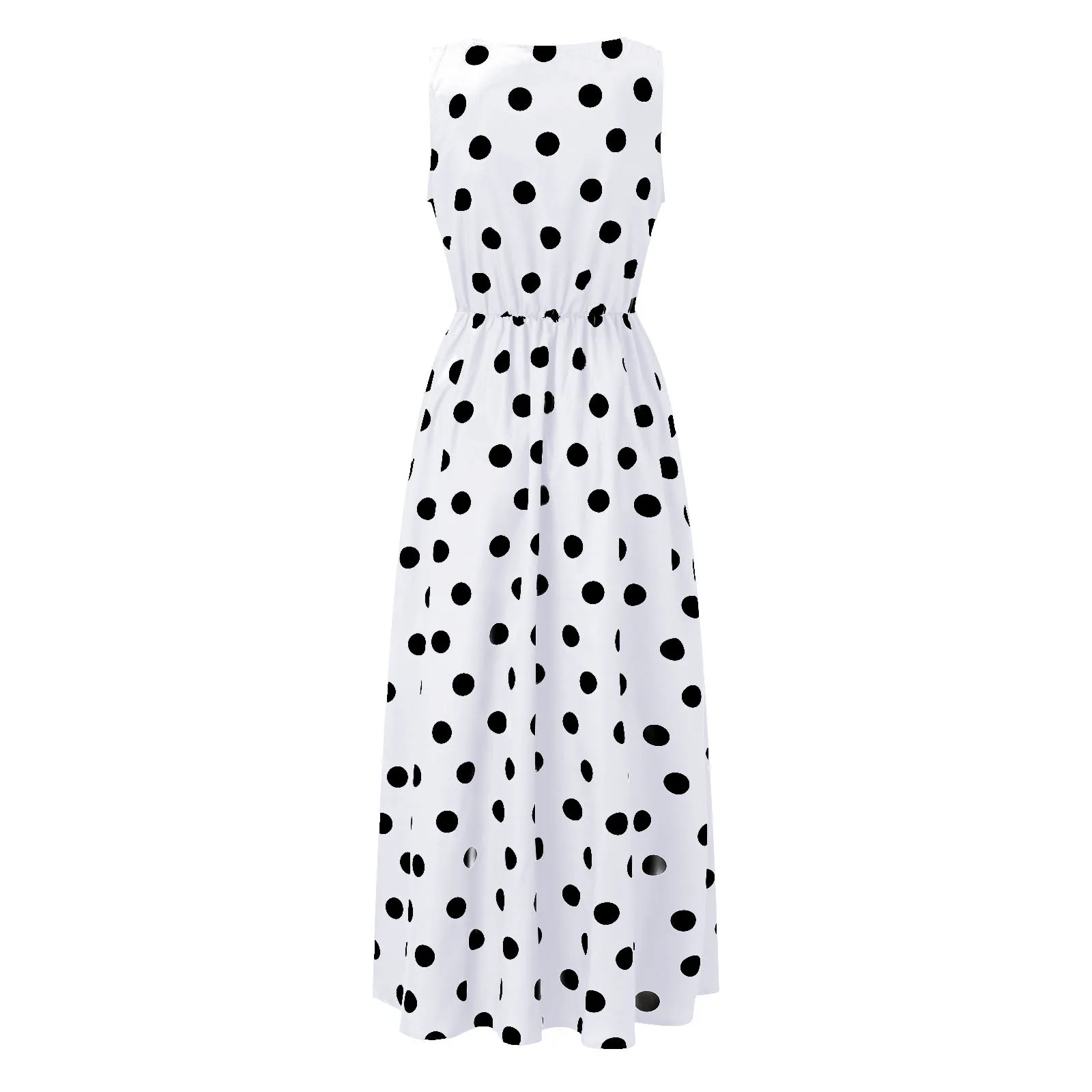 Fashion casual womans ladies female summer Polka dot printed sexy v neck split maxi long dresses for beach new arrivals 2021