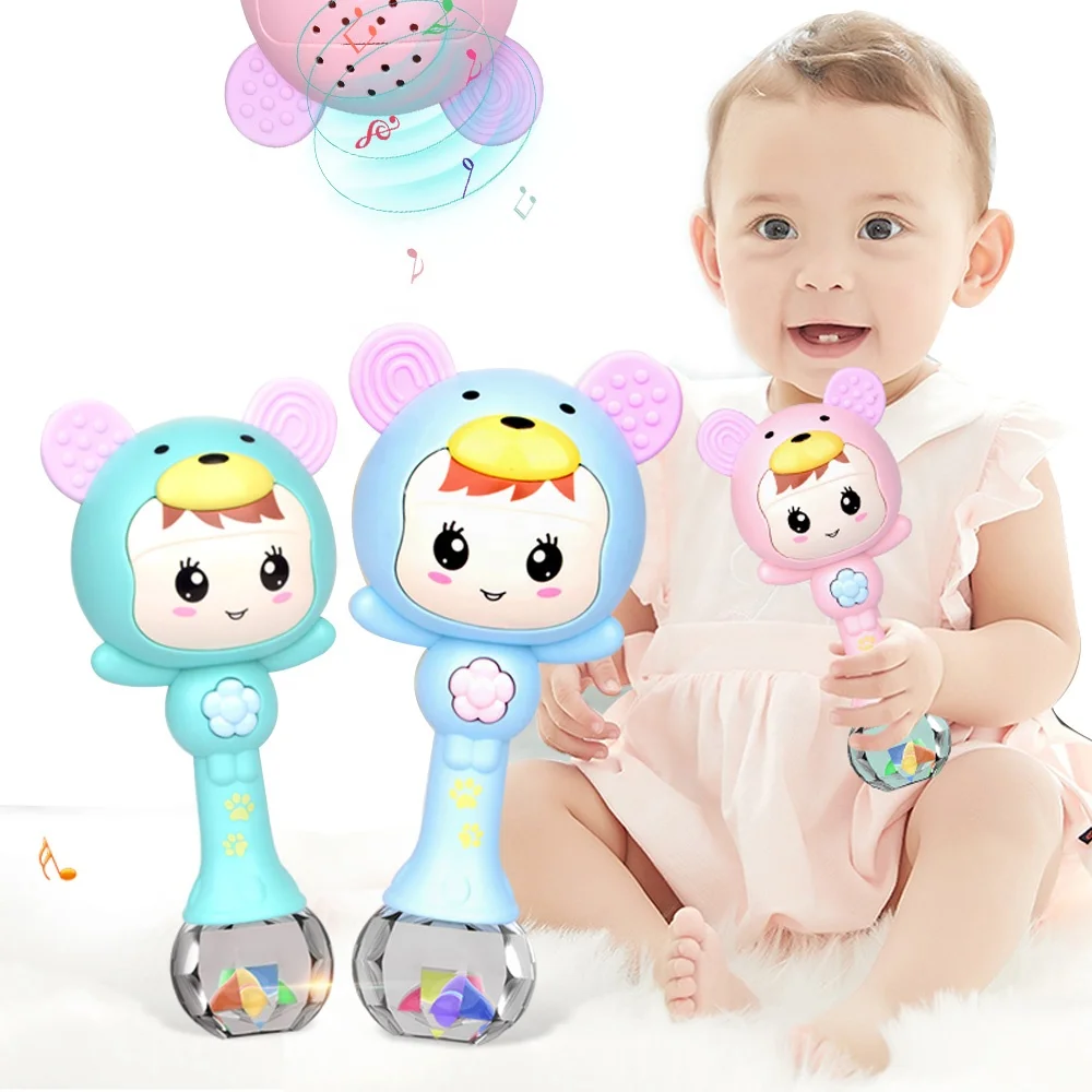 Детский развивающий пластиковый силиконовый Прорезыватель для зубов легкая музыкальная игрушка погремушка детей с