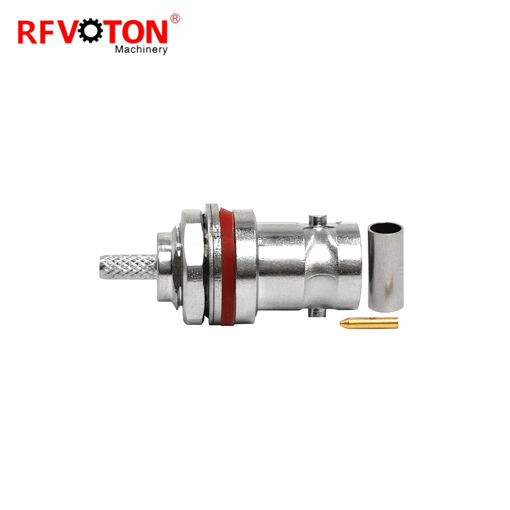 Factory Supply Bnc Female Jack Hembra Crimp Bulkhead Waterproof Rg316 Rg174 WTR100  Coaxial Cable Connector  Connecteur