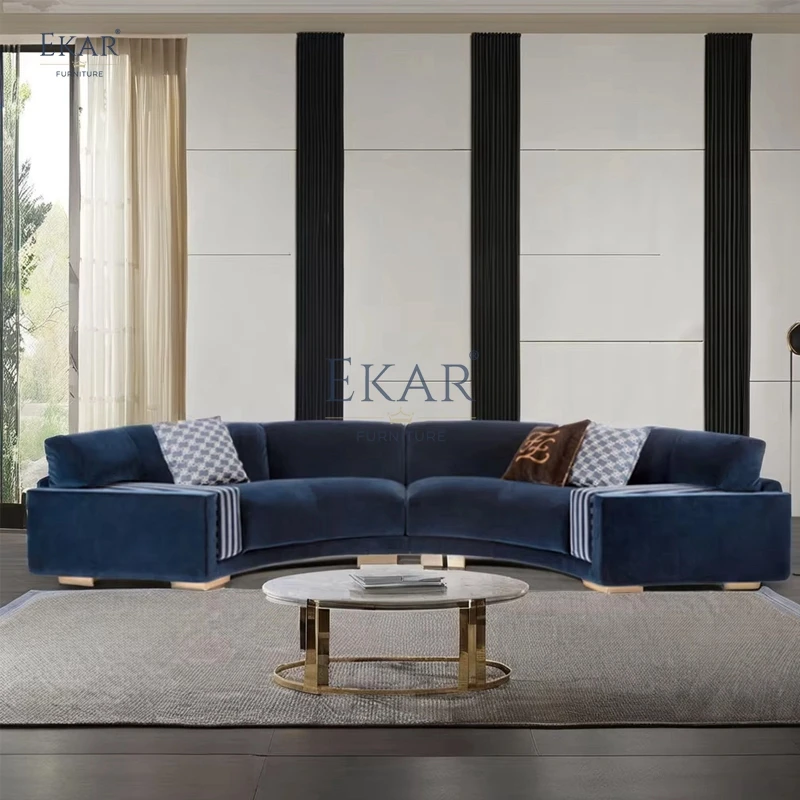 product modern sleek semi circular sectional sofa set velvet fabric with wood for dining hotel contemporary living room appearance-61