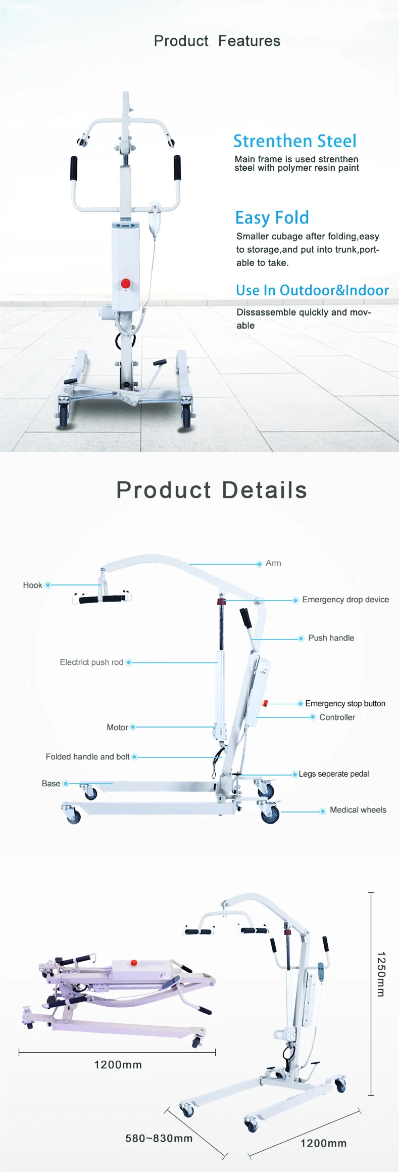 Hospital Medical Crane Electric Lifting Disabled Patient Lift With Sling Buy Medical Crane