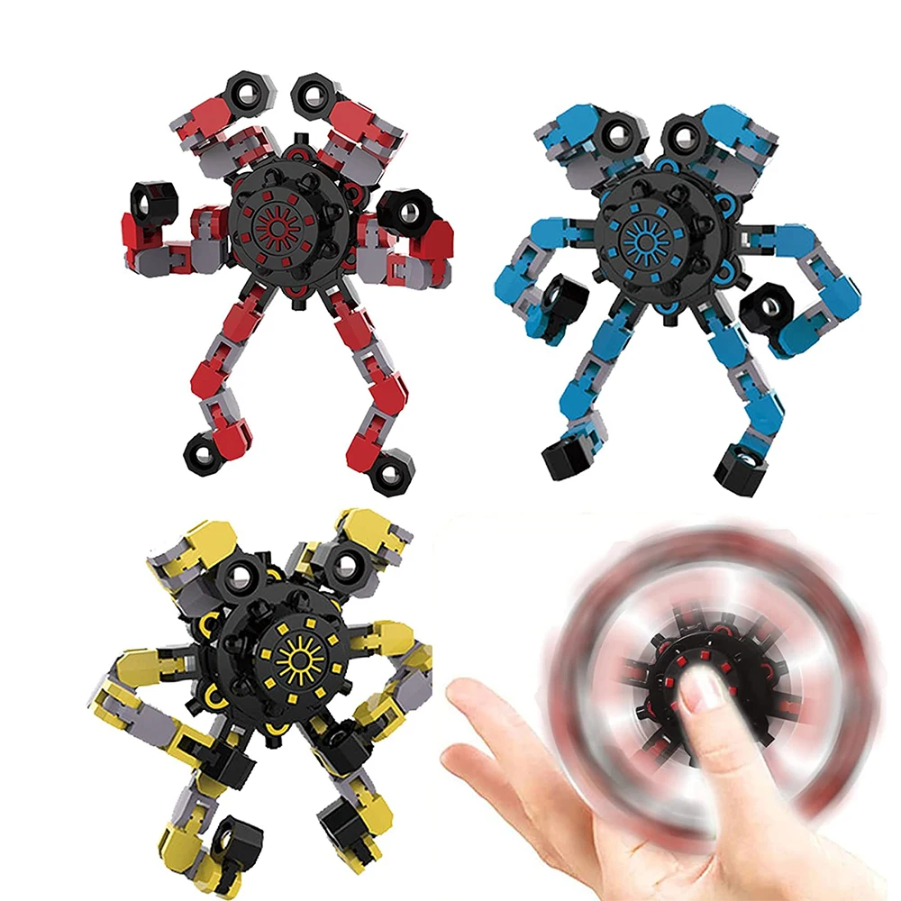 Transformable Fidget Spinners Stress Relief Sensory DIY Robot Gyro Decompression Fidget Toys for Adults & Kids