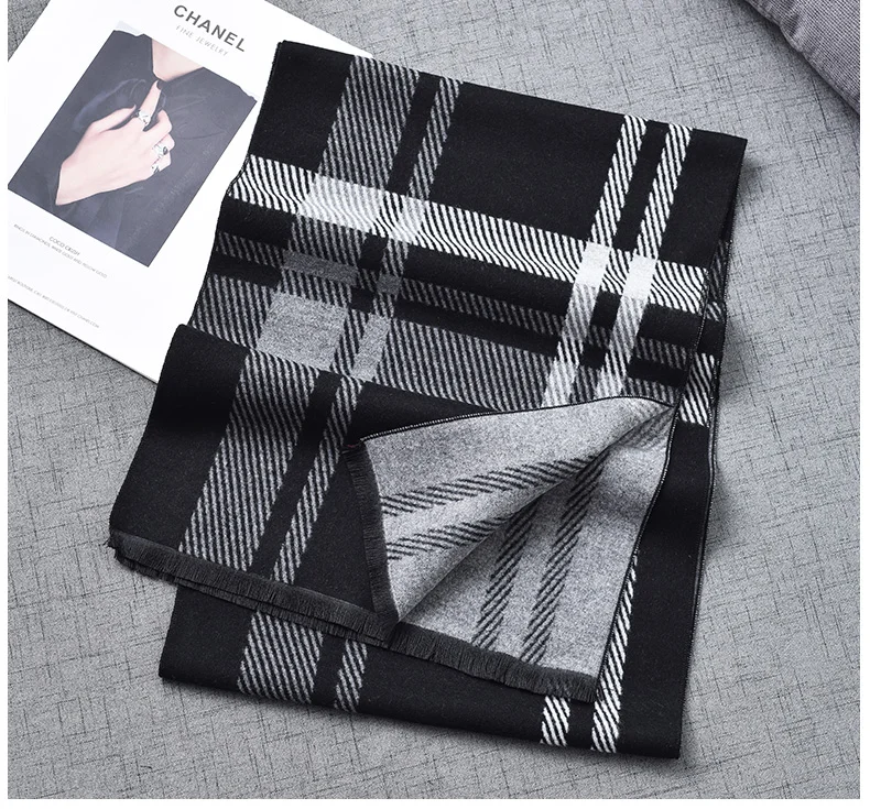 男士商务休闲厚围巾男士羊毛围巾冬季保暖围巾厂家