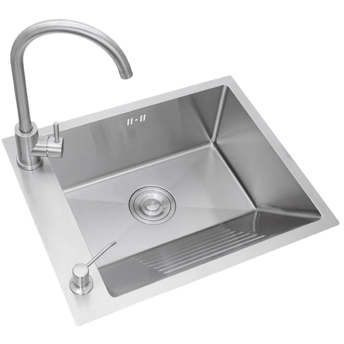 Handmade Single Bowl 304 Stainless Steel Laundry Sink Thickened Outdoor Basin With Scrubboard Balcony Undercounter Sink