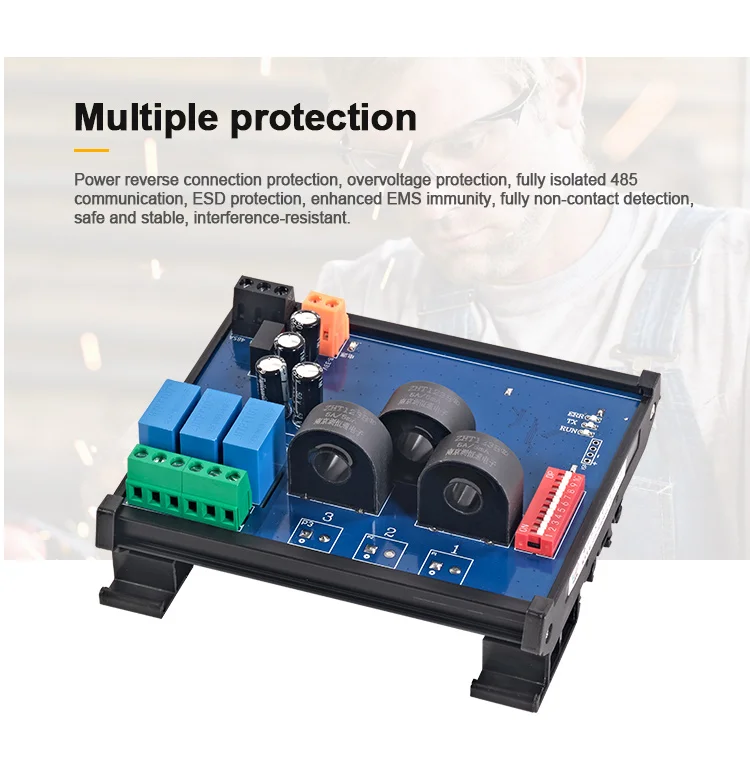 product huaqingjun 3 channel rs485 current voltage transformer detect module 001a high precision rs485 modbus rtu acquisition module357-9