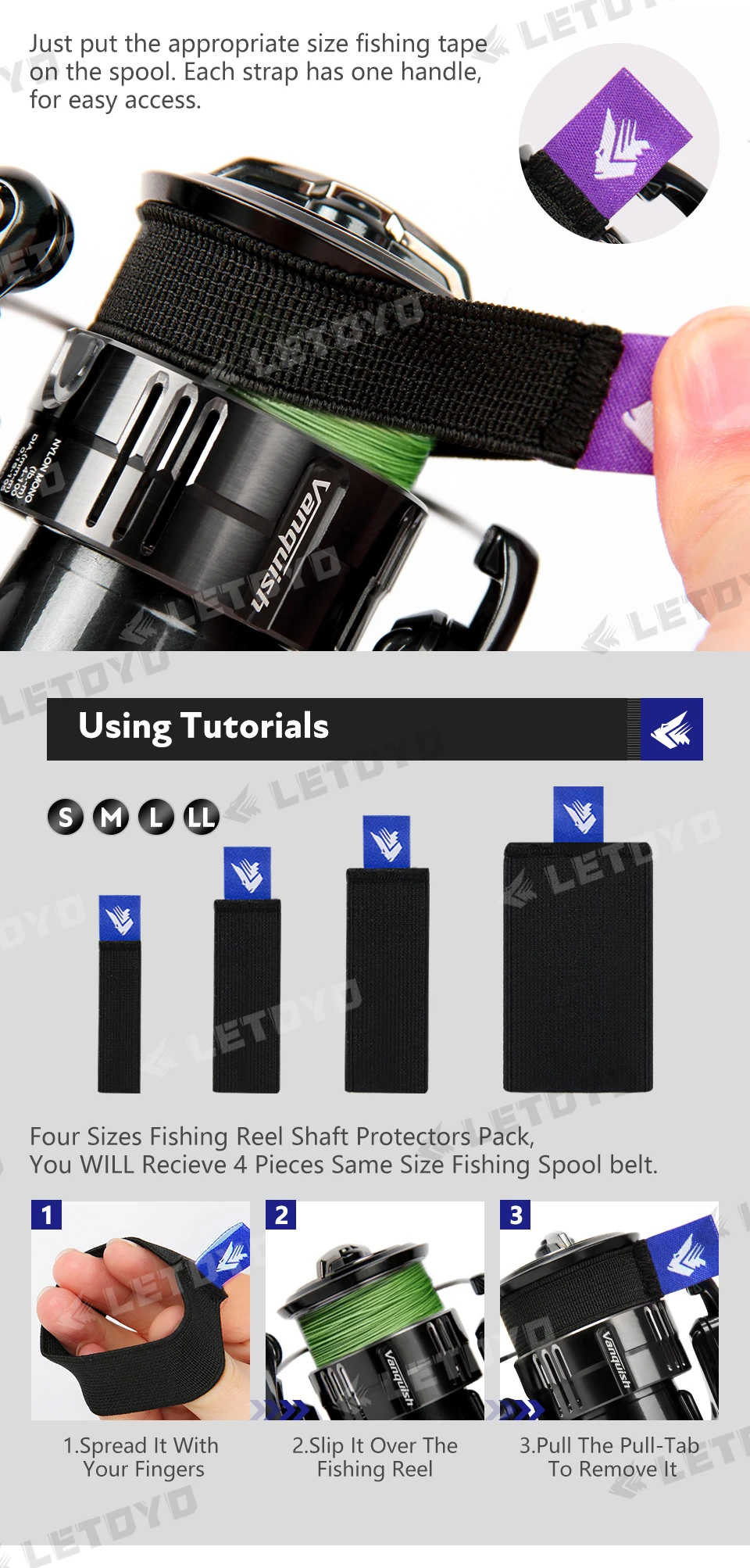 Letoyo 4pcs/bag Fishing Spool Belt Portable Lightweight Spool Belt Reel Elastic Fishing Spool