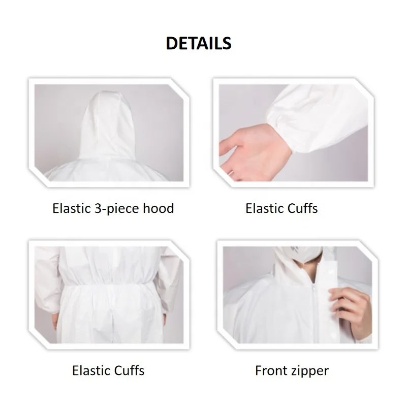 CAT. 3, TYPE 5b 6b EN ISO 13982 AND EN ISO 13485 PPE Non Woven Coverall Microporous  Bio Hazard Suit