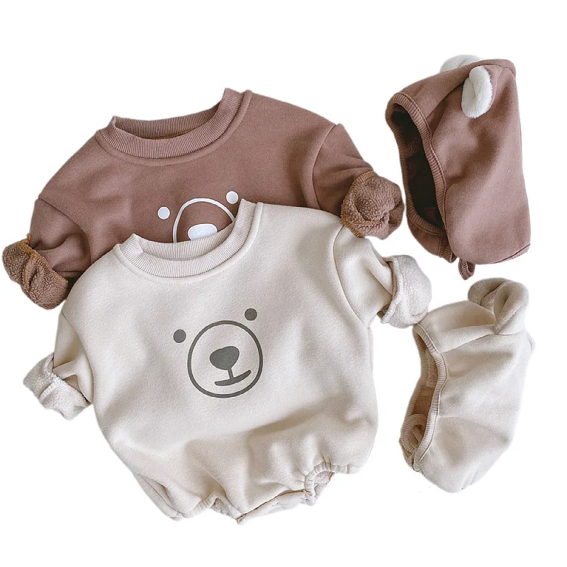 От 0 до 2 лет, милые детские комбинезоны для девочек, комбинезон с шапки из мягкого хлопка; Сезон весна-осень; Плотные боди для мальчиков и девочек