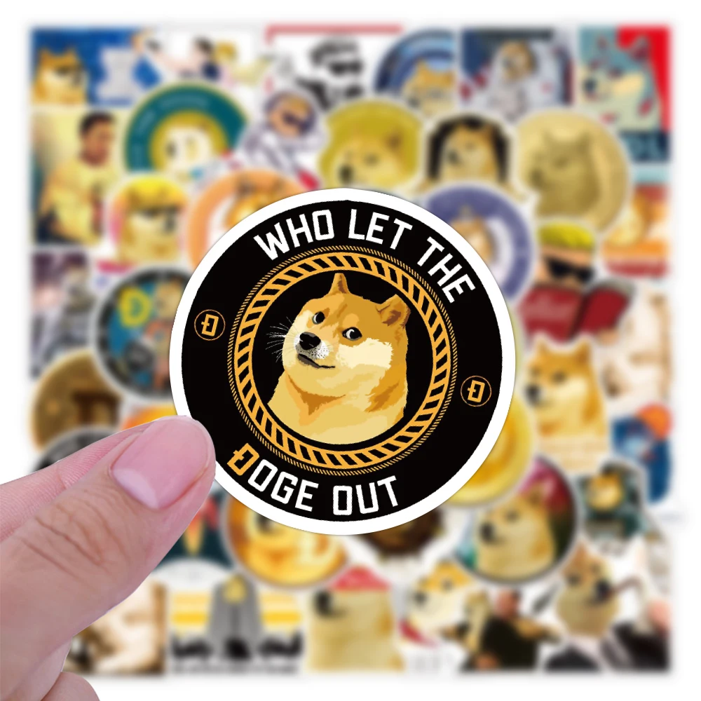 50 милых мультяшных догкоин, наклейка на багаж, ПВХ самоклеящаяся бутылка для воды, скейтборд, Подарочная наклейка для детей/подростков/взрослых