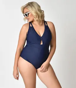 Sexy Blue Color One Piece Swimsuit Plus Size Womens Plus Size Clothing