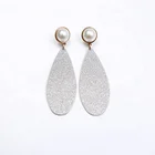 Latest producing big water drop glitter pendant earring and pearl post