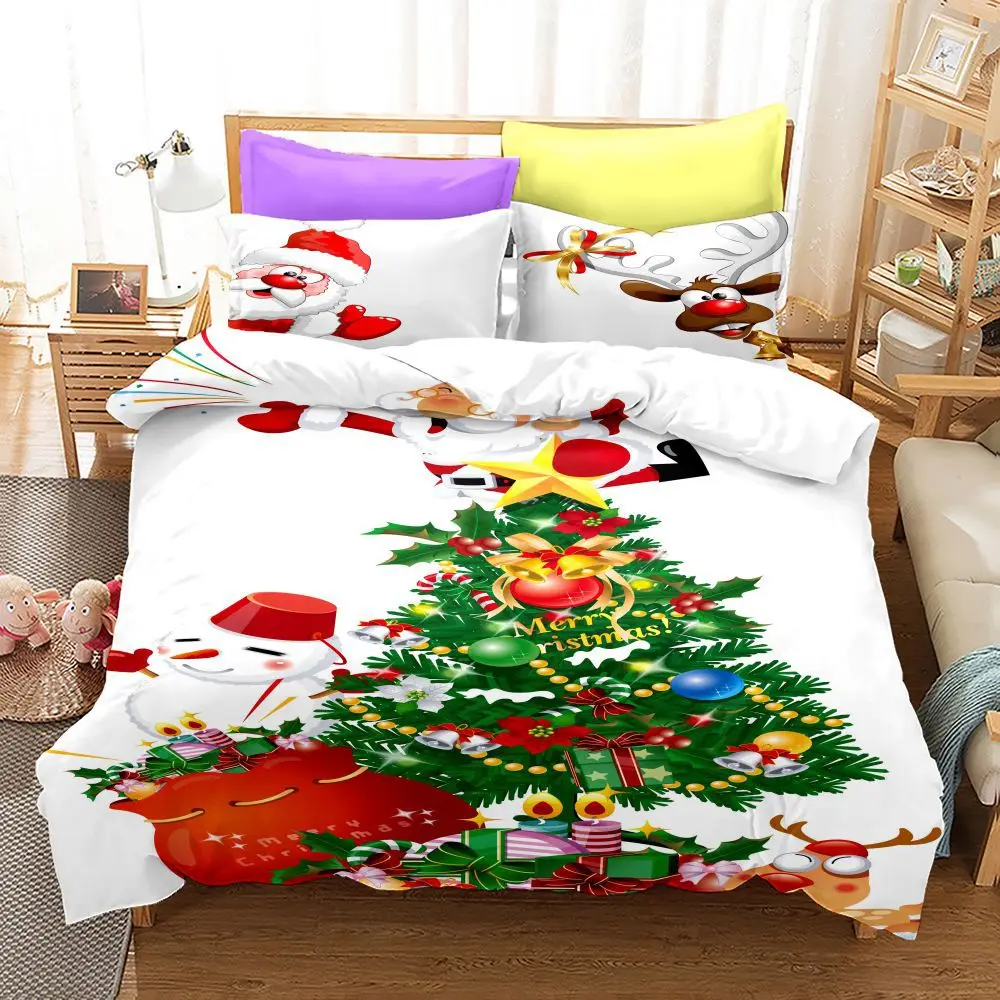 Digital Printed Fabric Brushed Four Piece Christmas Bedding Set Polyester Kids Sheet Sets Bedding