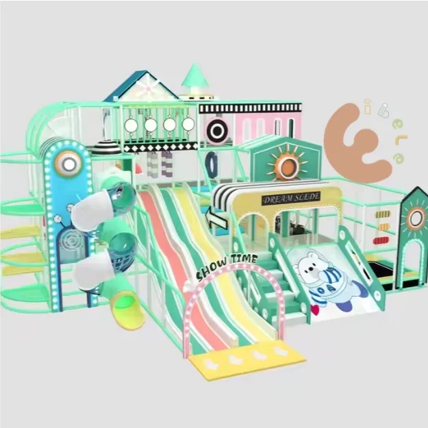 Eibele Kids Play Centre Indoor Playground Soft Indoor Play Equipment  Interactive Games Set Slide and Trampoline for Kids Cafe