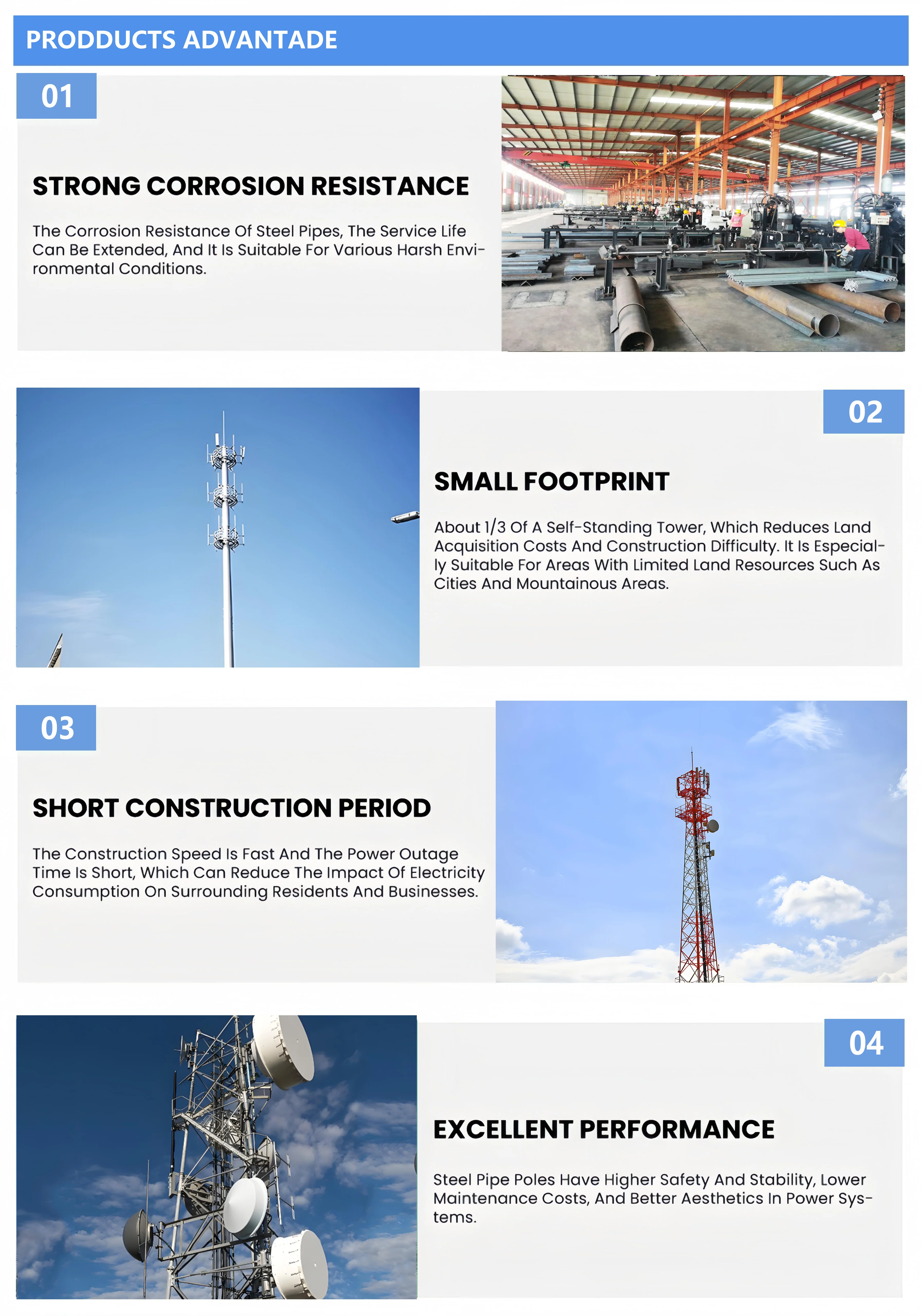product 20m 30m 40m 50m 60 meter monopole tower 5g galvanizing cell phone communication tower single tubular mast-8