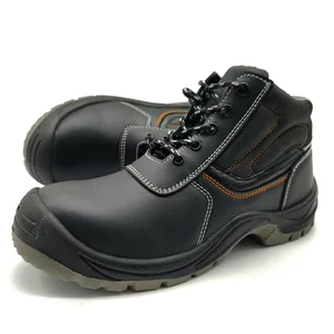 Steel Toe Leather Dual-Density Outsole Anti-Smash Anti-Puncture Construction Site Work Shoes Basic Mid-Top Labor Safety Shoes