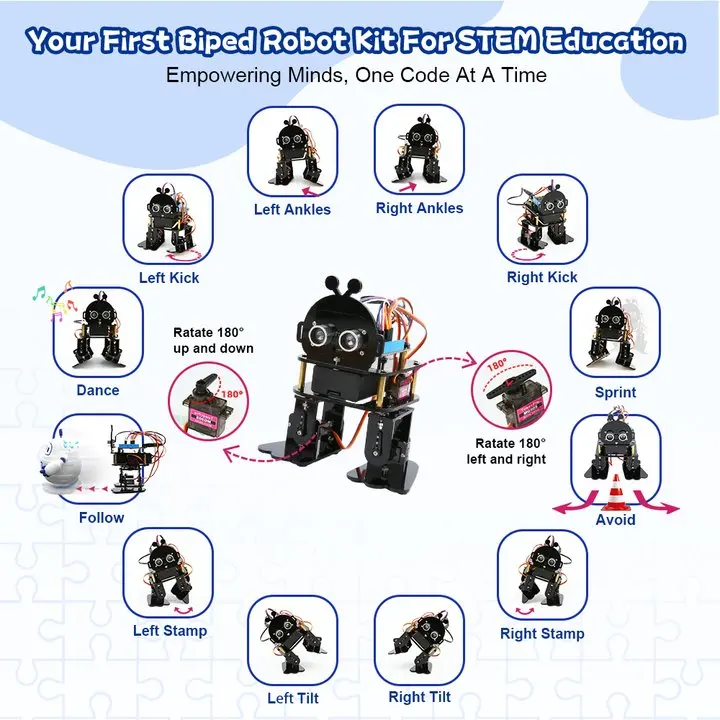 ACEBOTT Bionic Biped Robot Kit for Arduino ESP32 DIY Dancing Electronic Toy APP Control Scratch Blockly programming