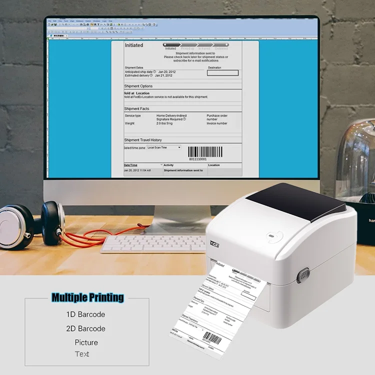 YHD-420B Shipping Label Printer 4x6 Inch Desktop Thermal Label Printer for Express Warehouse