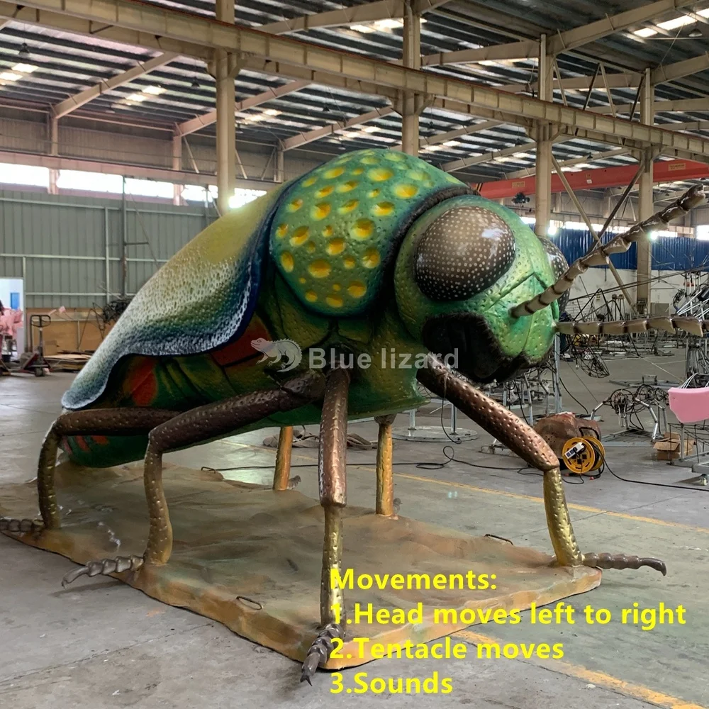Blue Lizard High Quality Realistic Robot Animatronic Mechanical Animal Insects Model Simulation Jewel Beetle for Sale