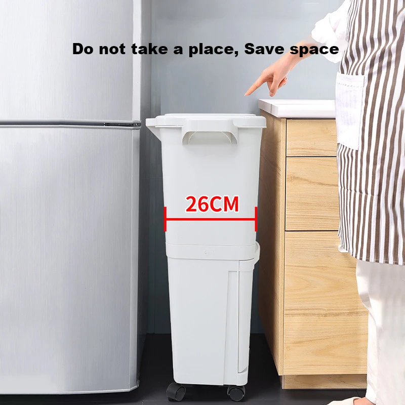 42L Double Layer Japanese Style Plastic Classify Waste Bin With Drawer