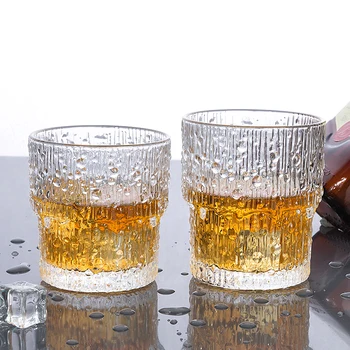 Wholesale vintage striped crystal glass coffee whisky glasses