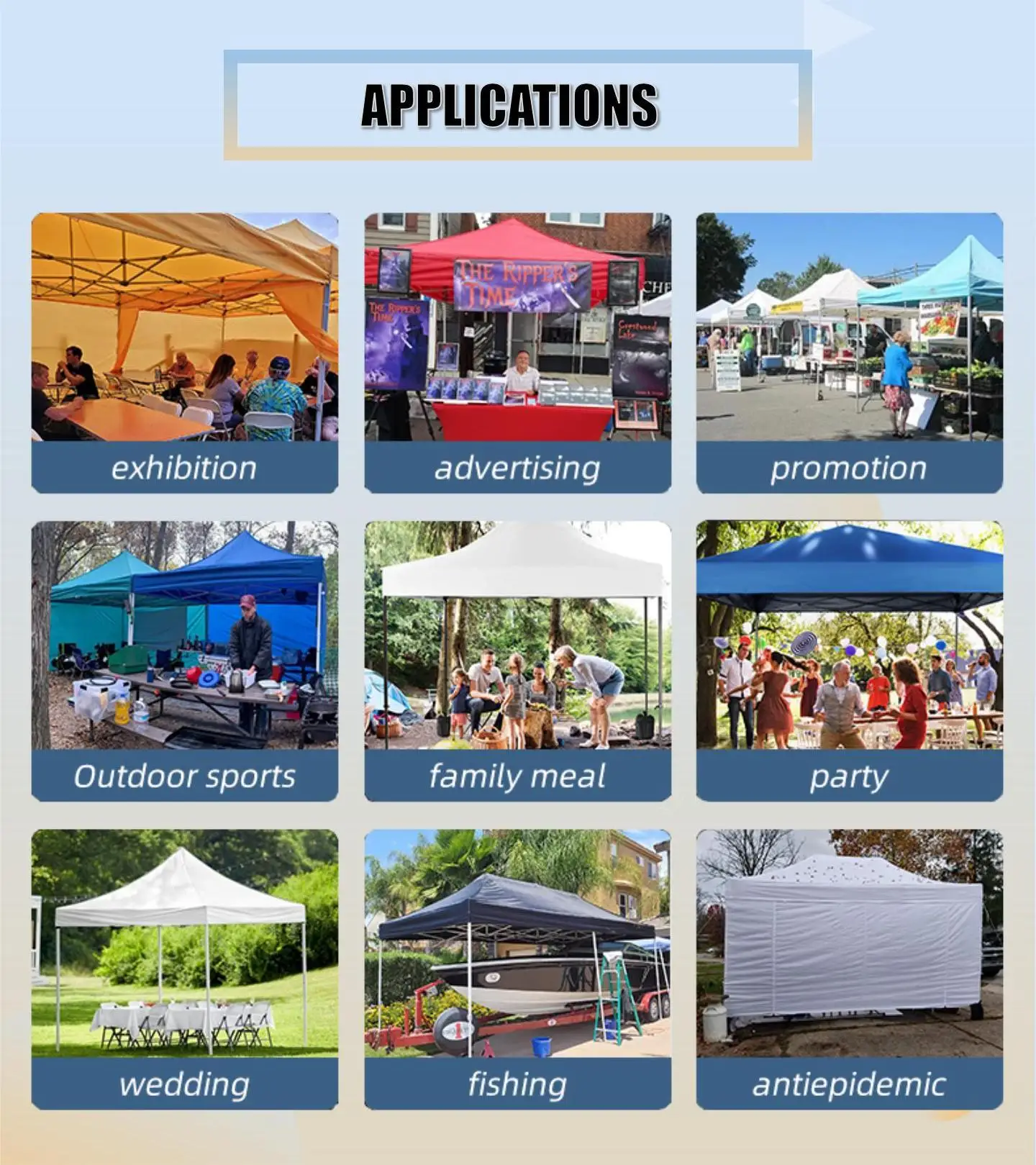 10x20 CARPAS Toldos 3x6 Plegables Red Azul Marco de dosel, marco de acero