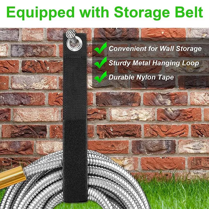 Factory 100ft Lightweight Flexible Metal Garden Hose With 8 Functions Nozzle Sprayer Heavy Duty