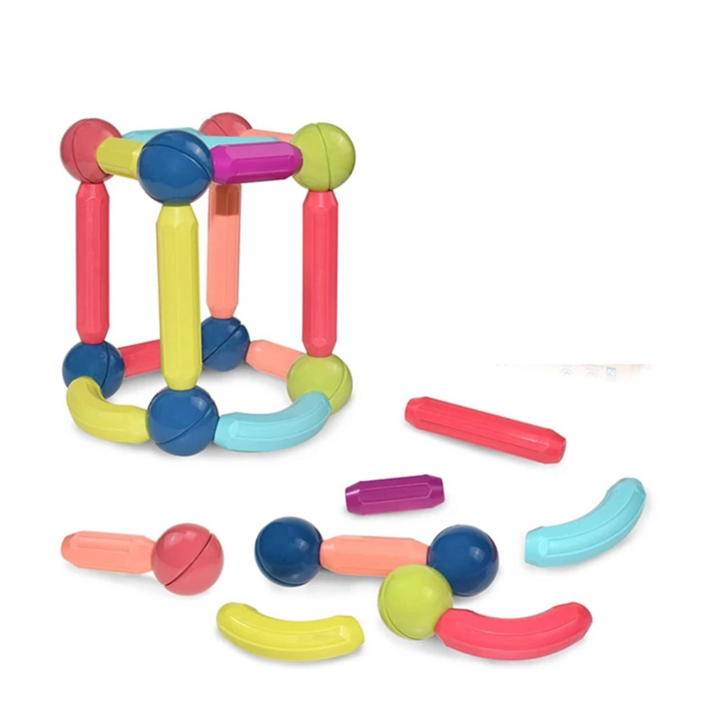 Развивающие Красочные Магнитные стержни, магнитные палочки и шарики, строительные блоки, пазлы, магнитные палочки, игрушки