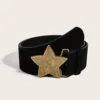 5.8 wide velvet five-star buckle-antique bronze-black