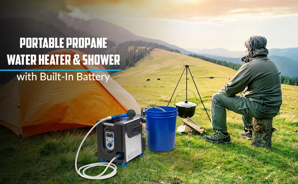 Portable Propane Water Heater & Shower Pump W/builtin Battery