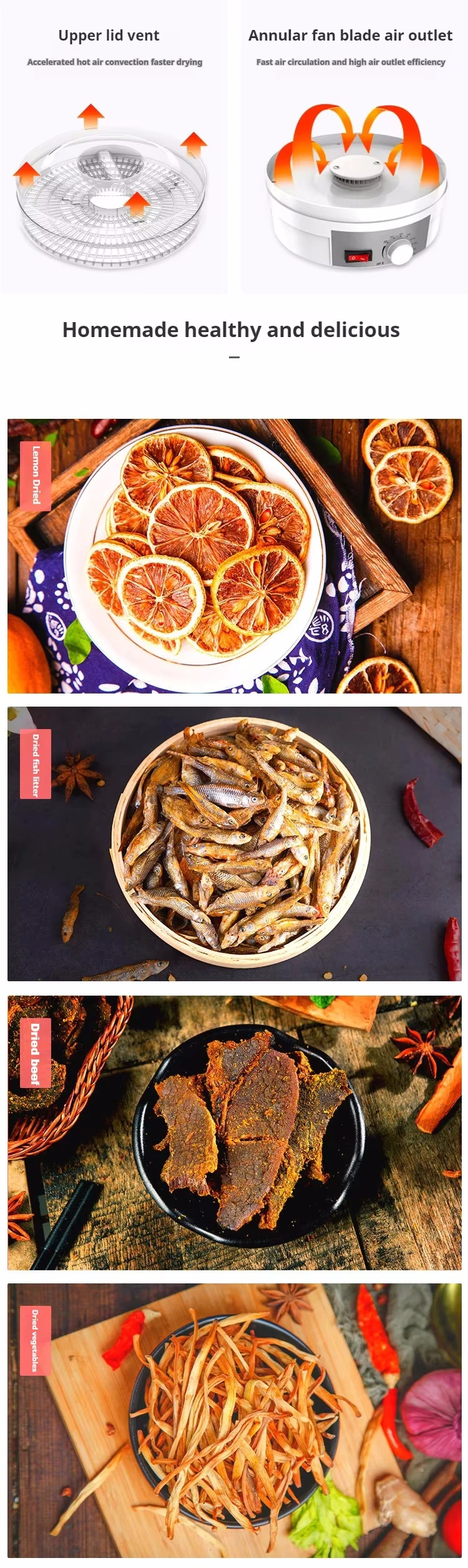 Household Dehydrator Machine for Food Electric Food Dehydrator Kitchen Fruit Dryer Vegetable Dehydration Machine