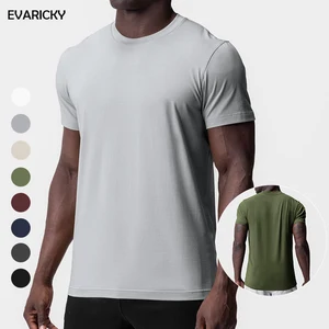 Evaricky Wholesale Short Sleeve Man T-shirt Custom Printed Logo Gym Workout Training Activewear Round Neck Loose Sports T Shirts