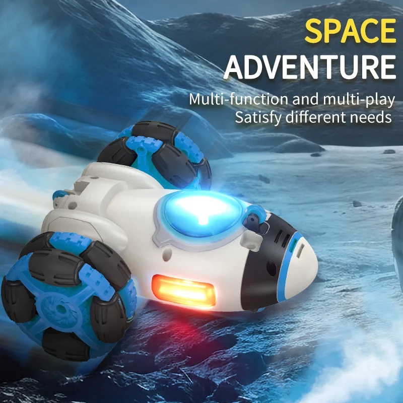 Led Light Rocket Car Remote Control Stunt Car 360 Degree  Rotation Space Vehicls Rc Car with Smoke Mist Spraying