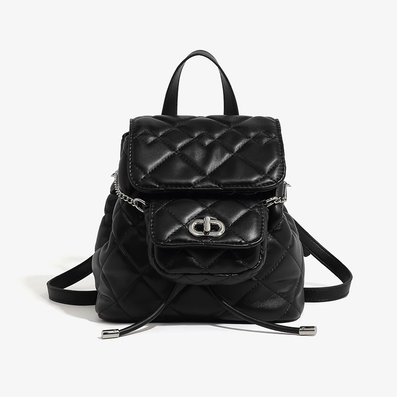 Multifunction Rhombus Chain Small Backpack Set for Women