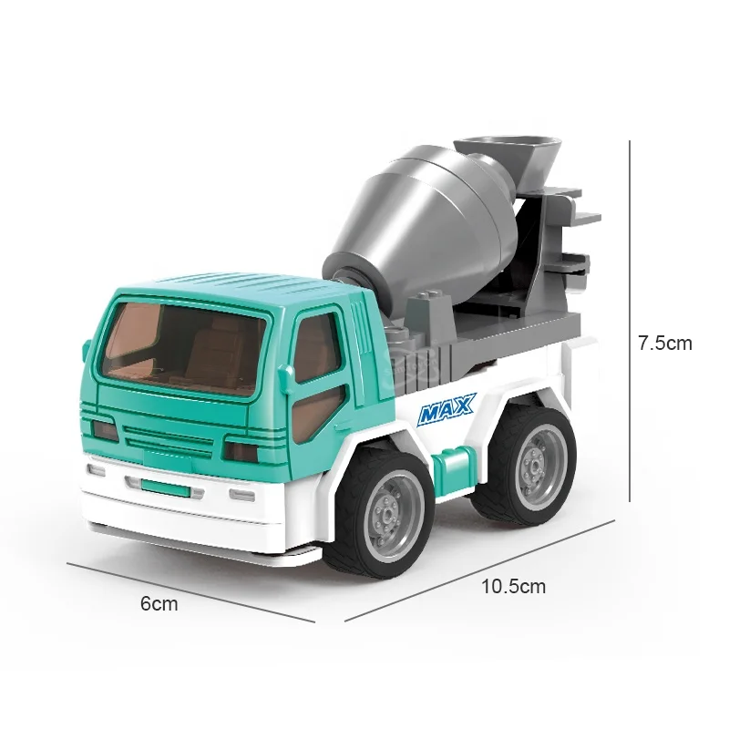 Samtoy 12pcs Mini Plastic Model Inertial Construction Truck Friction Toy Vehicle Container Toys Cars and Trucks for Kids