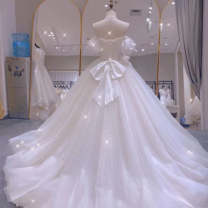 S0319H High-end Temperament One-shoulder Beaded Diamond Tulle Elegant  Dreamy Simple Wedding Dress| Alibaba.com