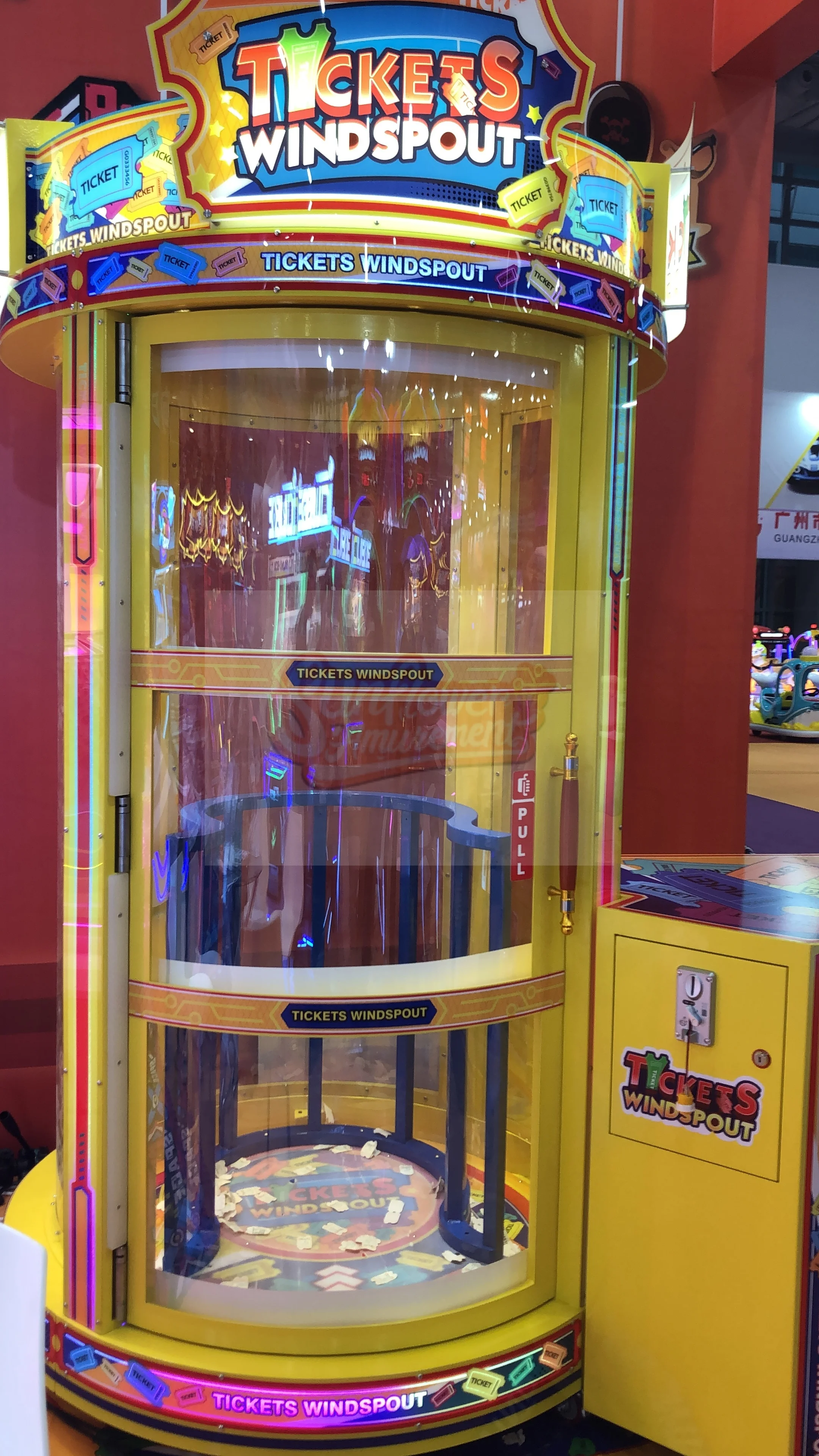 Ticket Redemption Arcade Games Coin Operated Machine Ticket Windspouts Grab Money Bill Blower Catching Booth Machine