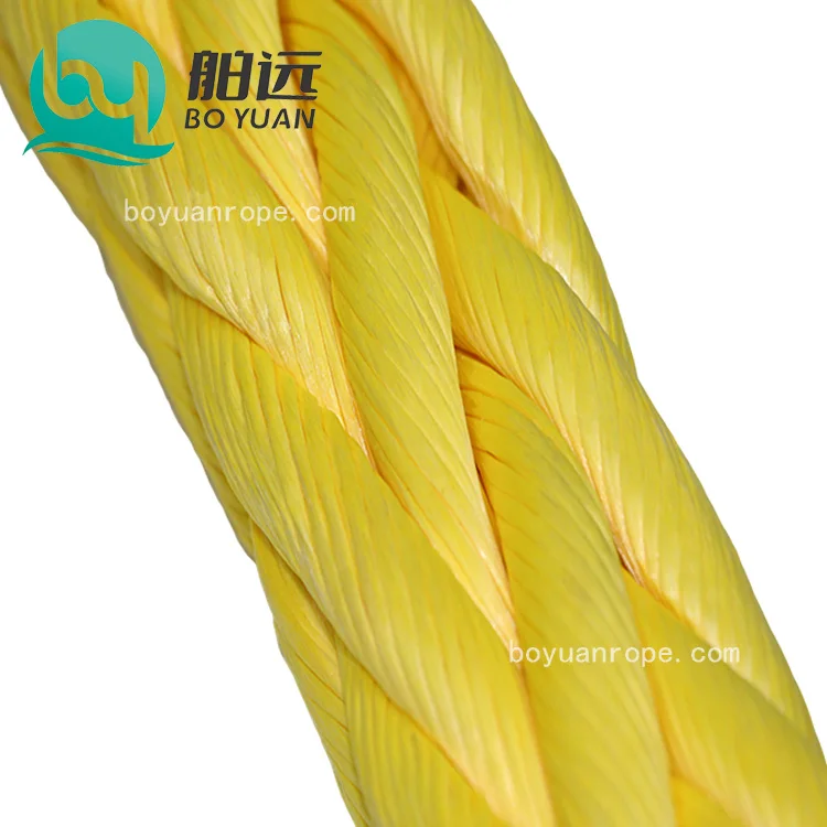 Hot Sales High Strength 12-Strand Plastics UHMWPE Rope HMPE Mooring Rope With Yellow Orange Colour  for Ship Towing Marine