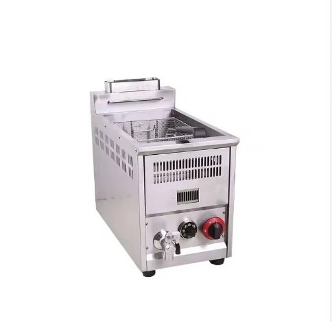 Good Quality new Commercial Gas Deep Fryer With 1 Basket Fried Chicken Fries Frye Machine With oil valve supplier