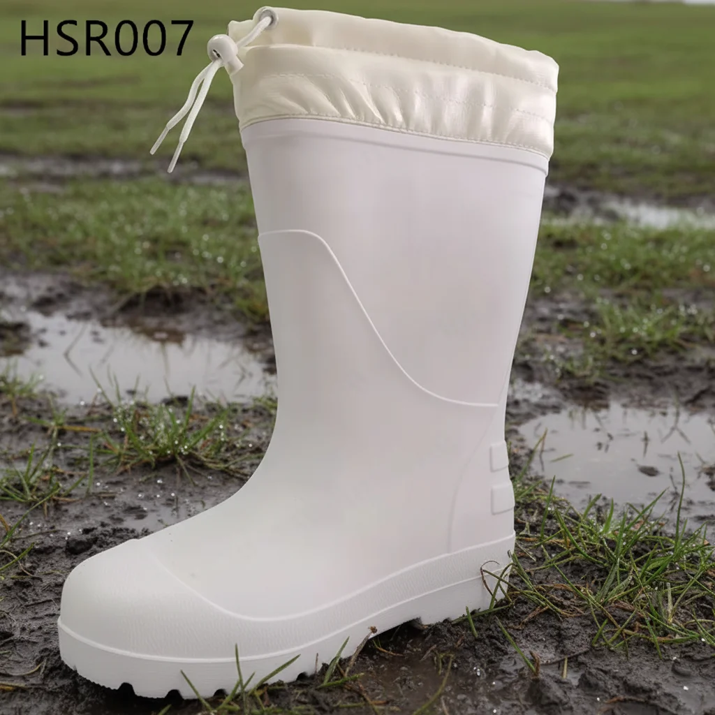 ZYF,Gardening Fishing Farming Fast Rope Guard Design White Rain Boots Waterlogged Road Mud Resistant PVC Rubber Boots HSR007