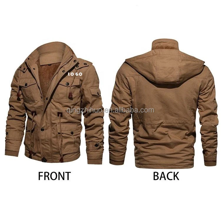 High Quality Waxed Canvas Mens Pilot Jacket Winter Fleece Jackets Warm