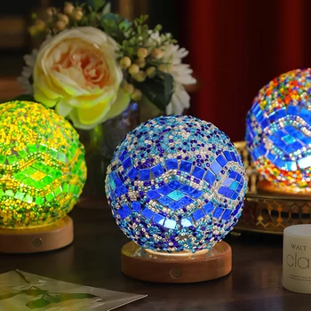 USB Plug-in Low Voltage Night Light for Bedroom or Desktop Bedside Mosaic LED Lamp with Switch to Adjust Brightness