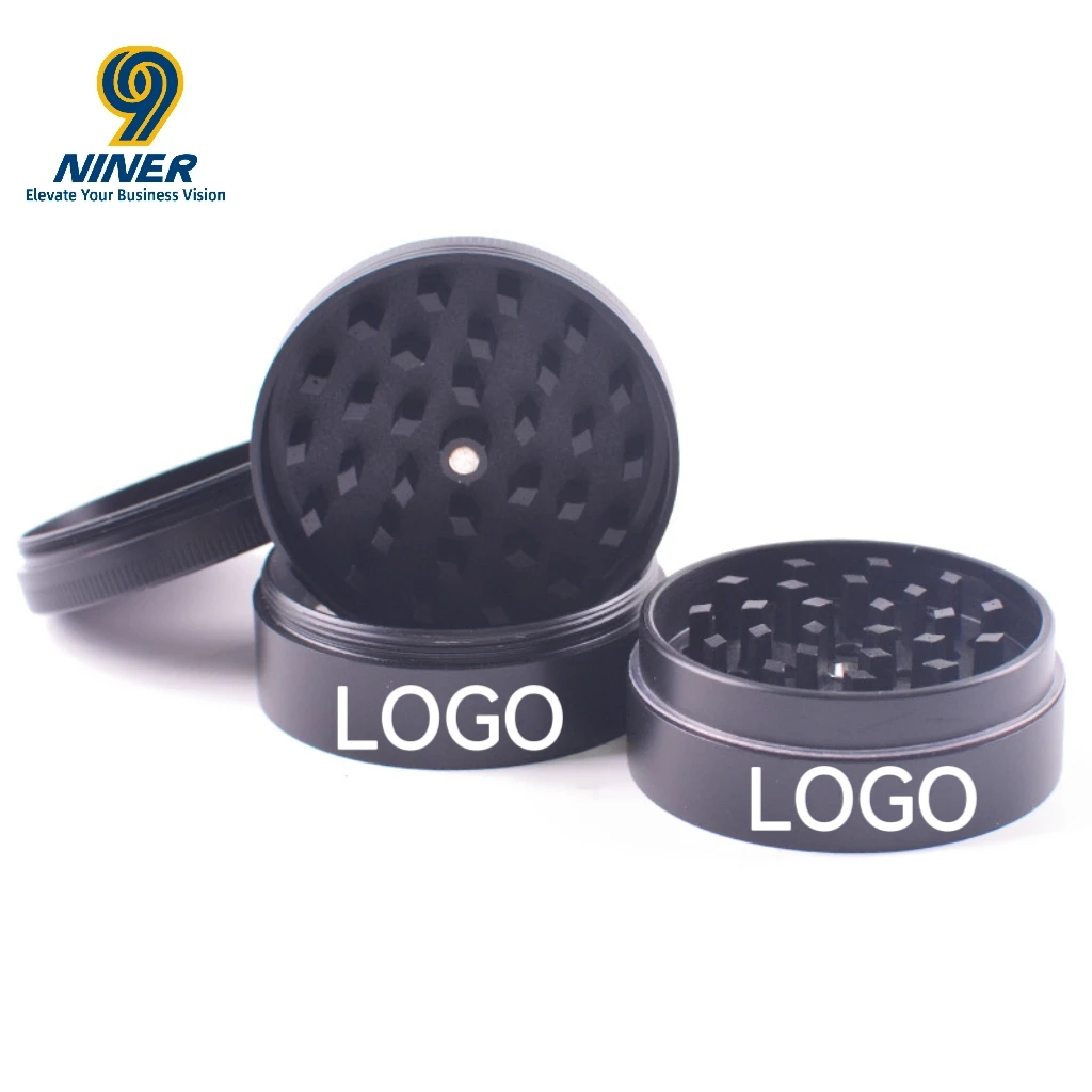 Factory Wholesale Zinc Alloy 4-Layer Flat Grinder 50mm Diameter Smoking Accessory with Customizable Logo